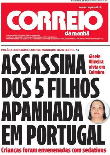 Mulher Brasileira Acusada de Envenenar 5 Filhos Presa em Portugal